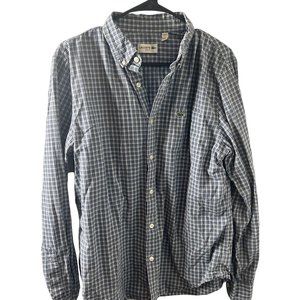 Men's LACOSTE Shirt Blue white Plaid Cotton Long Sleeve Slim fit